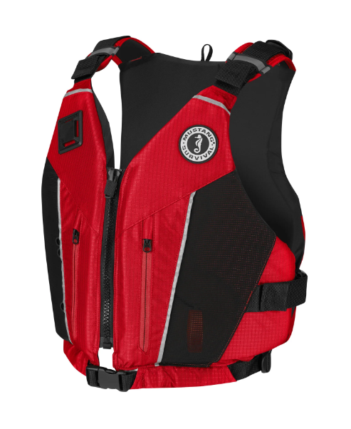 red and black Mustang Survival MV7113 Java Foam Vest