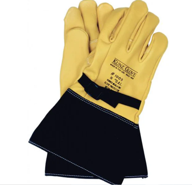 Kunz 1005-4FRBL Goatskin High Voltage Leather Protector Gloves 13”
