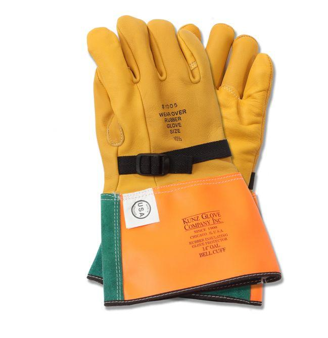 Kunz 1005-3 Goatskin High Voltage Leather Protector Gloves 12”