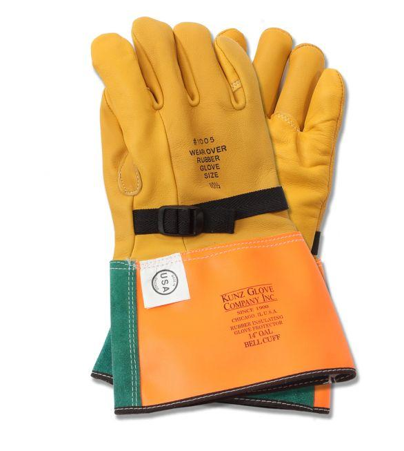 Kunz 1005-5  Goatskin 14" High Voltage Leather Protector Gloves 