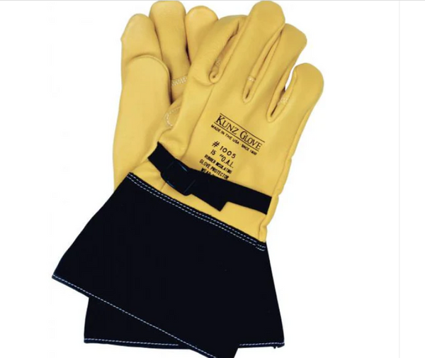 Kunz 1005-5FRBL Goatskin High Voltage Leather Protector Gloves 14”