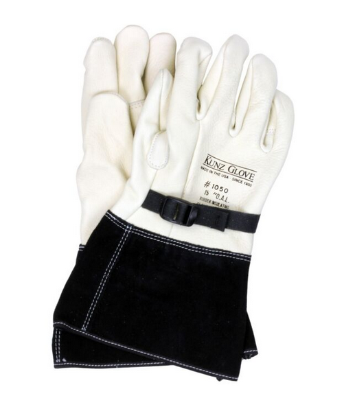 Kunz 1050-5FRBL Cowhide High Voltage Primary Protector 14" Arc Rated Gloves USA Made