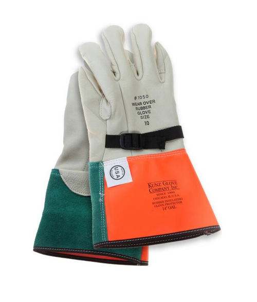 Kunz 1050-7 Cowhide High Voltage Primary Protector 15" Gloves USA Made 