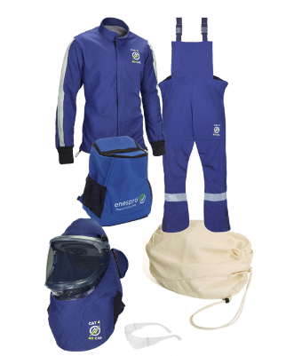 Blue and white National Safety Apparel ARC40KITFANNG Enespro AGP 40 cal Arc Flash Kit on white background