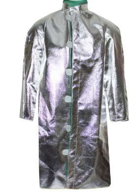 Silver National Safety Apparel C22NL 40 | Carbon Armour Silvers NL 40 Inch Aluminized Coat on white background