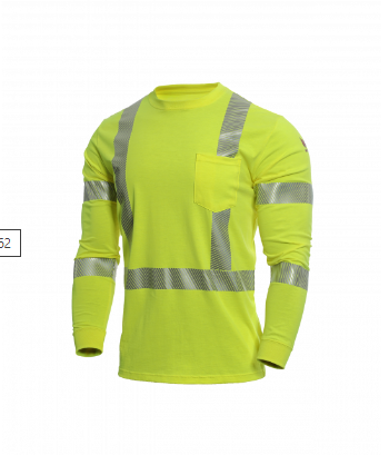 Yellow Drifire National Safety Apparel DF2-AX3-793LSP-HY Strongknit FR Long Sleeve Hi-Viz T-Shirt Class 3