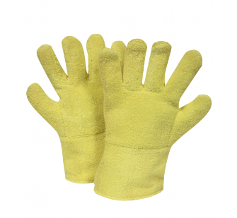 Yellow National Safety Apparel G43KTSRF12 | G45KTSR12 Kevlar Terry High Heat Gloves on white background