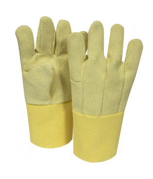 Yellow gold National Safety Apparel G64TCVBGC14 Thermobest 14” High Heat Wing Thumb Glove on white background