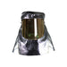 gold and silver National Safety Apparel H15H5GOLD Flip Shield Carbon Armour Silvers Deluxe Hood on white background