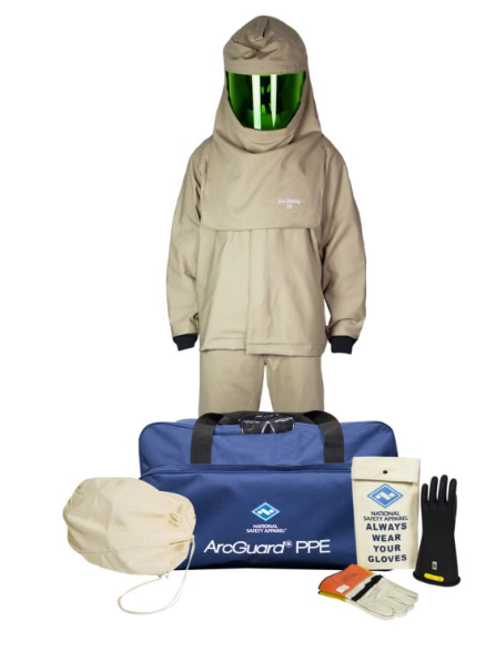 Khaki, blue, black National Safety Apparel Enespro KIT3SC25 Arc Flash 25 cal Coat Kit with Gloves
