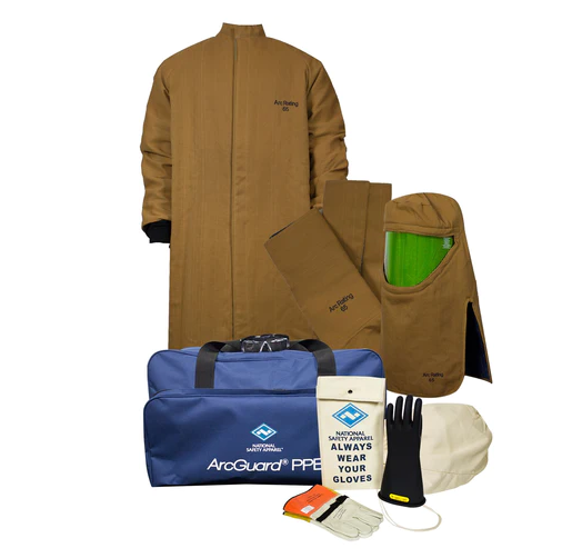 multi  color Enespro National Safety Apparel KIT4LC65 Long Coat and Legging Kit and Gloves 65 cal Arc Flash Kit