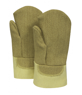 Gold/yellow National Safety Apparel M59WHXX10 Heavy Fiberglass Slip Over 10” Mitten Cover on white background