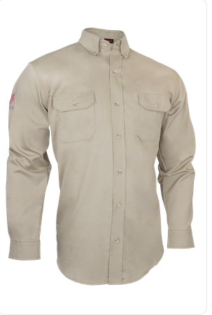 Khaki color National Safety Apparel SHR-2 DRIFIRE® FR Essentials Work Shirt 