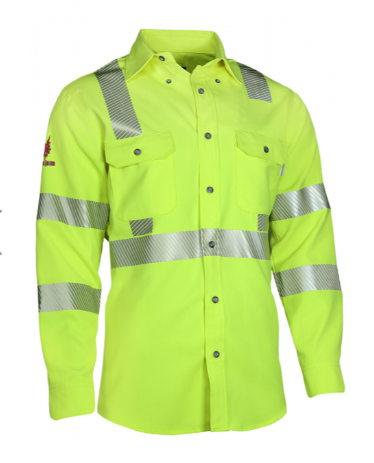 YELLOW National Safety Apparel SHRTVTGVC3 Drifire Premium FR Hi-Vis Vented Shirt Type R Class 3