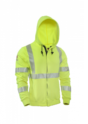 Yellow National Safety Apparel Drifire SWSHEZC3 Tecgen FR HI-VIS Zip Front Sweatshirt