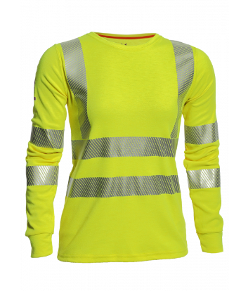 yellow Drifire National Safety Apparel TEEY2LSC3W Women’s FR Hi-Viz Long Sleeve T-Shirt Class 3
