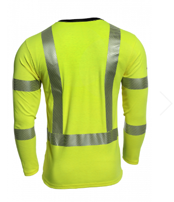 Drifire National Safety Apparel TEEY2LSHC301 Hi-Viz FR Long Sleeve Hybrid T-Shirt Class 3 | No Sales Tax