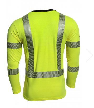 Drifire National Safety Apparel TEEY2LSHC301 Hi-Viz FR Long Sleeve Hybrid T-Shirt Class 3