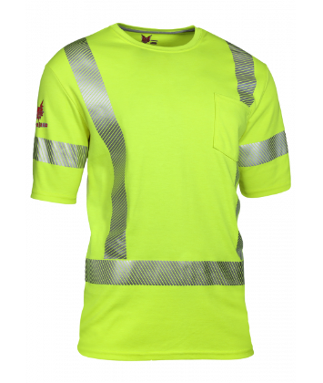 Yellow Drifire National Safety Apparel TEEY2PC3 Hi-Viz FR Dual Hazard Short Sleeve T-Shirt Class 3