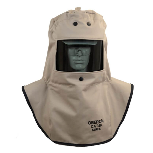 TAN-KHAKI Oberon CAT4-C 40 Cal CAT Arc Flash Hood with Hard Cap
