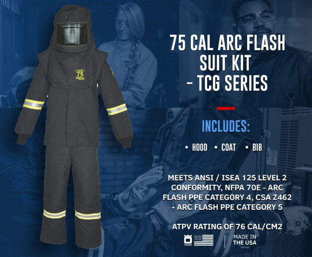 Oberon TCG75B 75 Cal TCG Arc Flash Kit (Hood, Coat, and Bib)