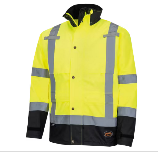 Pioneer Surewerx V1200261U Hi-Vis 300D Rain Jacket Waterproof Yellow and black