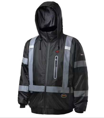 Pioneer V1210170U Hi-Vis Heated Bomber Jacket Waterproof Black 