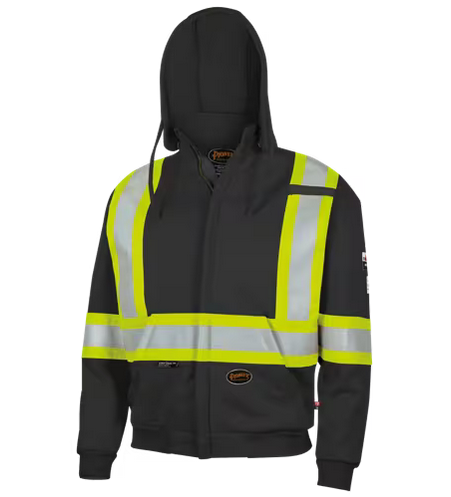 Pioneer Surewerx V2570470U Hi-Vis FR  Safety Hoodie Zipper Close Black 