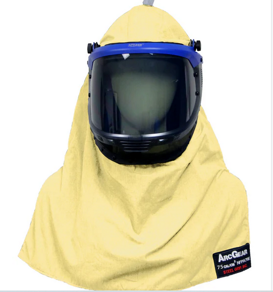 Steel Grip AG75H3P-A 75 cal/cm² Hood - KEVLAR and NOMEX IIIA - Lift Front option with Fan 