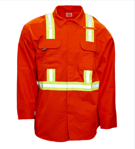 Steel Grip OU9 9570 T08 Orange FR 9oz 88/12 Shirt - High-Vis Striping