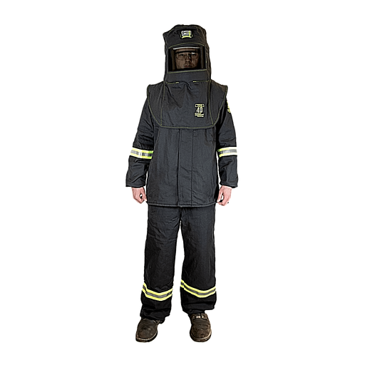 Oberon TCG4B  40 Cal TCG Arc Flash Kit (Hood, Coat, and Bib) on checkered background