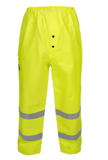 Yellow and silver hi viz Lakeland APPU10LYZ Dual Certified FR/Arc X PU Rain Pant 