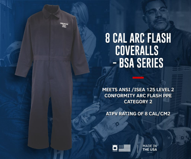 Oberon BSA-CBX7NB-R | 8 Cal BSA Flame Resistant Arc Flash Coveralls