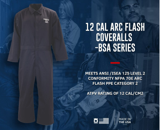 Oberon BSA-OB59NB-R | 12 Cal BSA Inherently Flame Resistant Arc Flash Coveralls