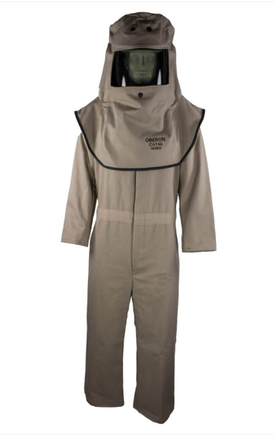 Oberon FRTC4A 40 Cal CAT Arc Flash Hood and Coverall Suit Set