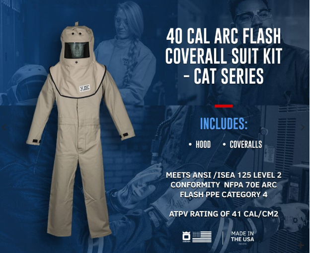 Oberon FRTC4A 40 Cal CAT™ Arc Flash Hood and Coverall Suit Set