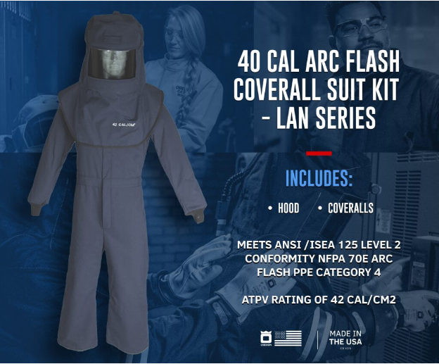 Oberon LNS4A 40 Cal LAN™ Arc Flash Hood and Coverall Suit Set