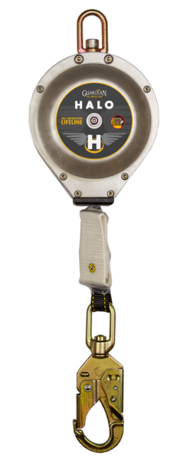Multi color Guardian Fall 10909 Halo 20 Foot Web SRL with Snap Hook on white background