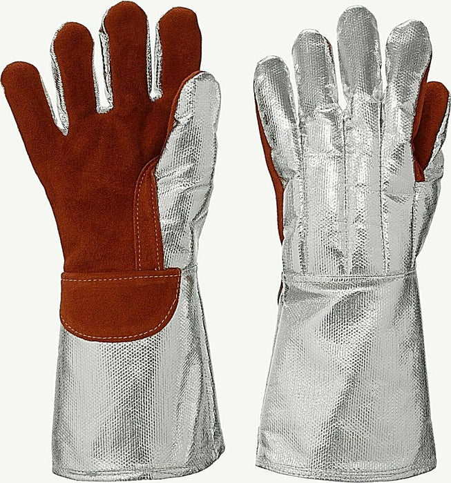 Red and silver Lakeland 344-02N gloves on white background