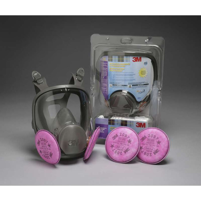 Gray, pink, various color 3M mold remediation respirator kit 68097 on gray background