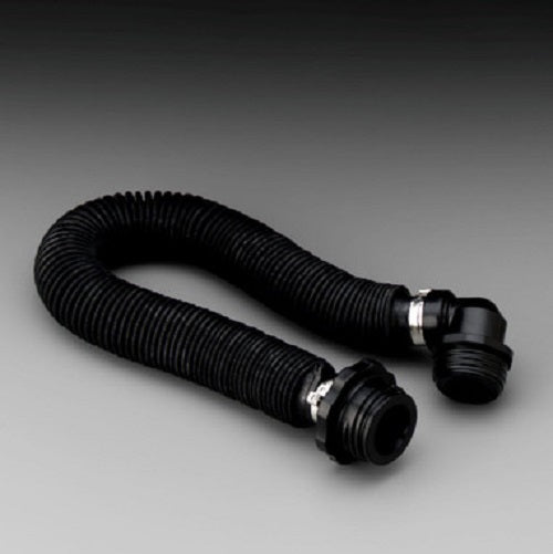 black 3M GVP-123 breathing tube on white and gray background