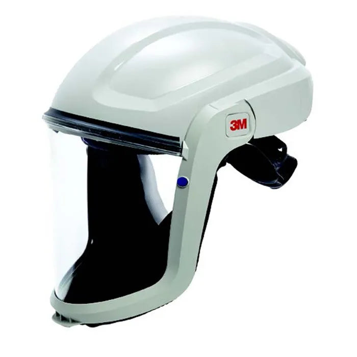 White and black 3M Versaflo Respiratory faceshield assembly M-206/37299 (AAD) on white background