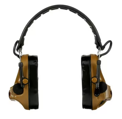  Brown and black 3M PELTOR MT20H682FB-09 CY ComTac V Hearing Defender Headset  on white background