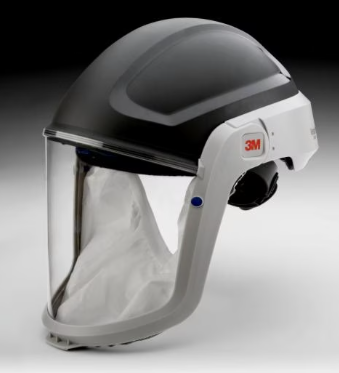Black and gray 3M™ M-305 Versaflo Respiratory Hard Hat Assembly  on black and gray background