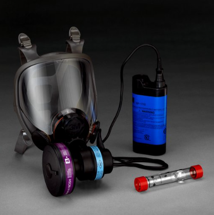 Multi color 3M 6800PF/6900PF Powerflow Face-Mounted Powered Air Purifying Respirator on gray and black background