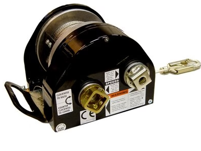 Black, gold, silver 3M™ 8518567 DBI-SALA Confined Space Winch Power Drive on white background