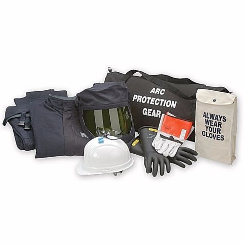 Black, white multi color Chicago Protective Apparel AG20-JP 20cal Arc Flash Kit with Gloves against white background