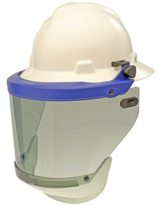 tinted faceshield blue bracket arc flash Paulson 9004940 on white background