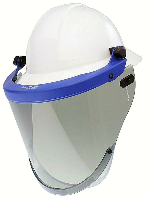 Paulson 9004947 arc flash faceshield and blue bracket on white background