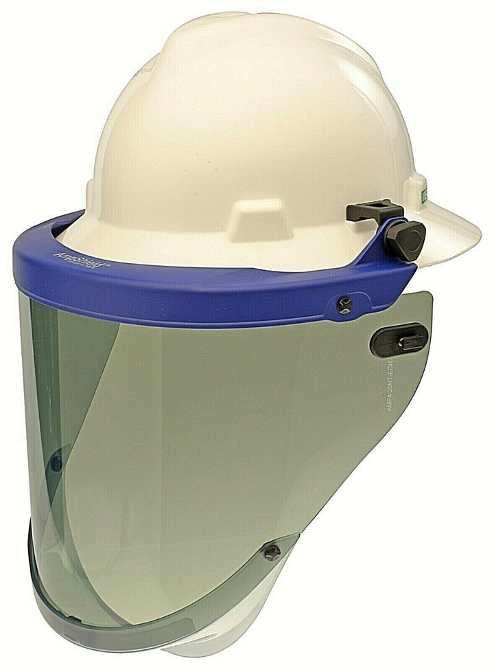 Paulson 9004945 faceshield with blue bracket on white background